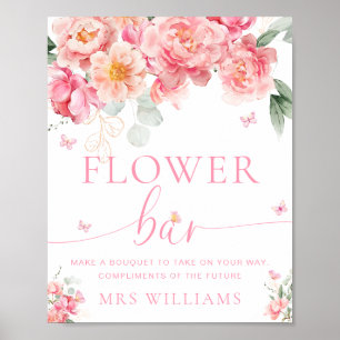 Piper Peony Floral Butterfly Blume Bar Sign Poster