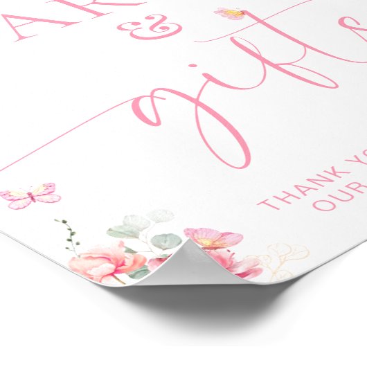 Piper Peony Floral Butterfly Cards and Gifts Sign Poster (Ecke)