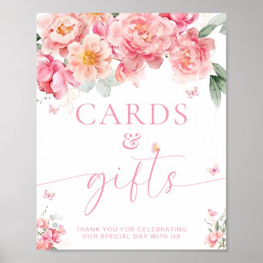 Piper Peony Floral Butterfly Cards and Gifts Sign Poster (Vorne)