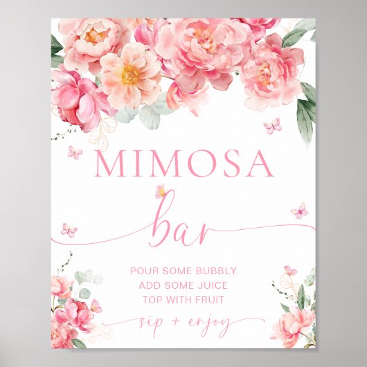 Piper Peony Floral Butterfly Mimosa Bar Poster (Vorne)