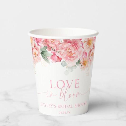 Piper Peony floral Liebe in Bloom Brautparty Pappbecher (Rückseite)