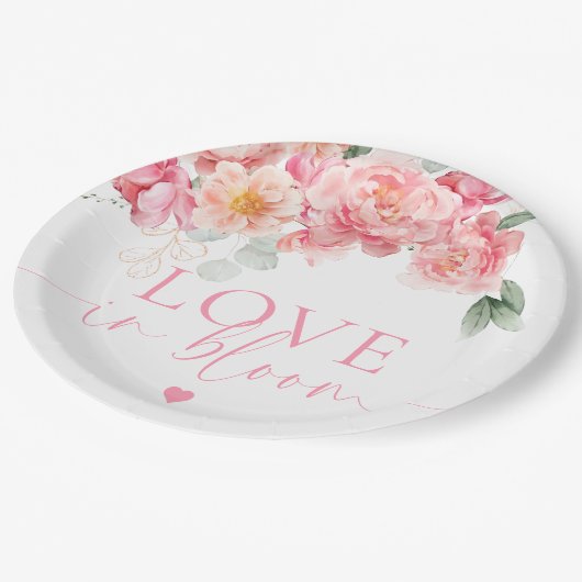 Piper Peony floral Liebe in Bloom Brautparty Pappteller (Schrägansicht)