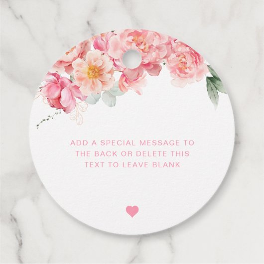 Piper Peony Floral Pop Champagne Brautparty Geschenkanhänger (Rückseite)