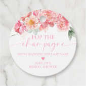 Piper Peony Floral Pop Champagne Brautparty Geschenkanhänger (Vorderseite)