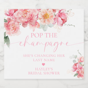 Piper Peony Floral Pop Champagne Brautparty Schaumweinetikett