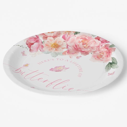 Piper Peony Lifetime of Butterflies Brautparty Pappteller (Schrägansicht)