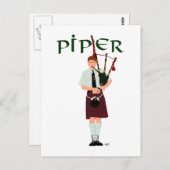 PIPER Red Kariert Postkarte (Vorne/Hinten)