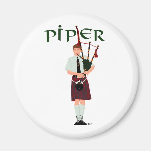 PIPER Rot Kariert Magnet (Vorne)