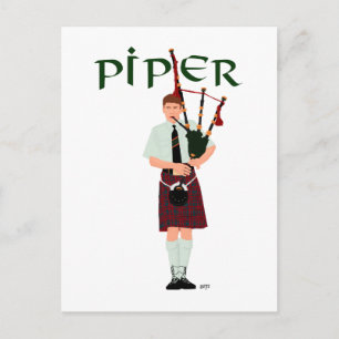 PIPER Rot Kariert Postkarte