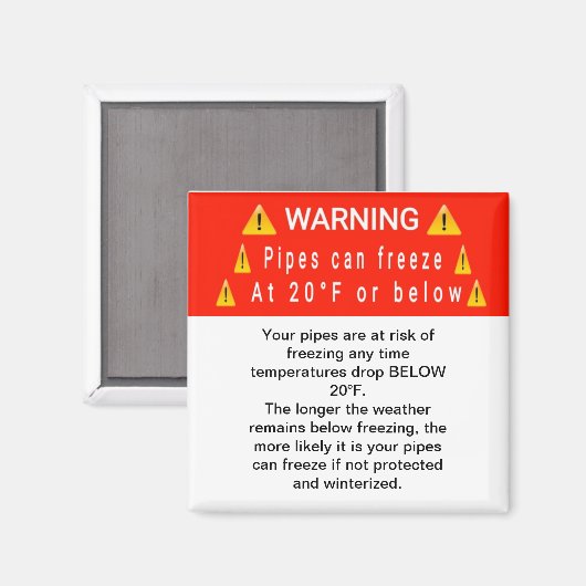 Pipes Freeze beim Zeitwarnung-Magnet Magnet (Vorderseite/Rückseite)