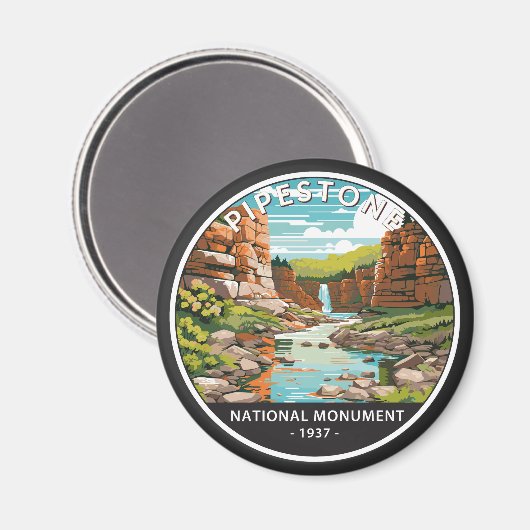 Pipestone Minnesota Circle Magnet (Vorderseite/Rückseite)