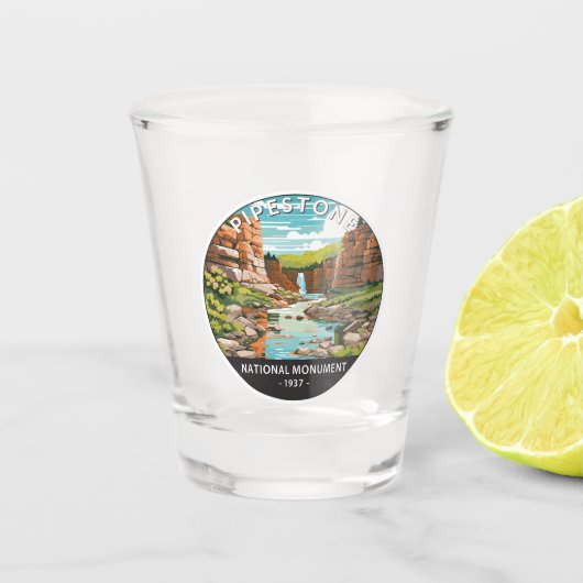 Pipestone Minnesota Circle Schnapsglas (Vorderseite)