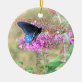 Pipevine Swallowtail on Butterfly Bush Keramik Ornament (Vorne)
