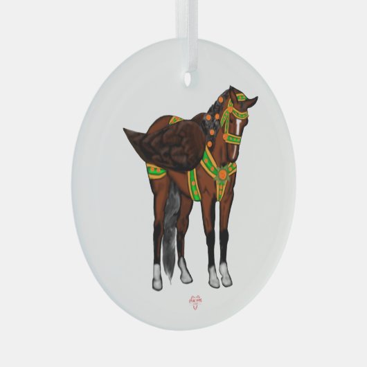 Pippael Halt at X Carousel Pegasus Glass Ornament (Vorderseite Rechts)