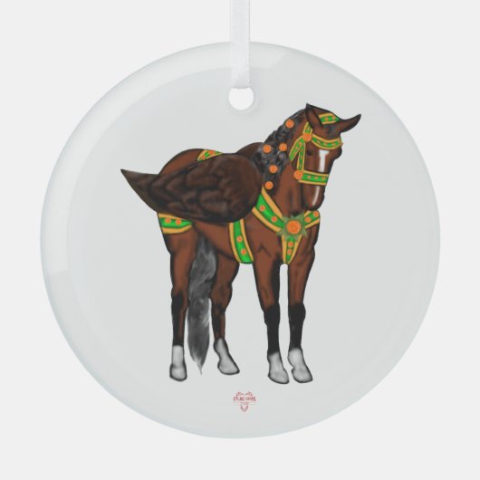 Pippael Halt at X Carousel Pegasus Glass Ornament Aus Glas (Vorderseite)