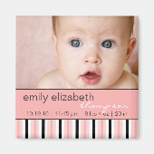 Pippy Pink Stripe Baby Foto Magnet (Vorne)
