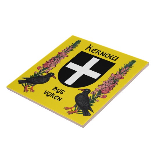 Piran-Schild mit Cornish Heath und Choughs Fliese (Seite)