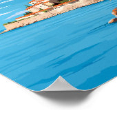 Piran Slovenije Vintage Illustration Poster (Ecke)