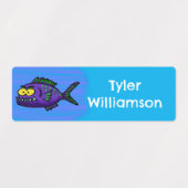 Piranha Cartoon personalisiert Etiketten (Design 2)
