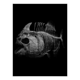 Piranha-Fisch-Skelett-Angler-Geschenk Poster