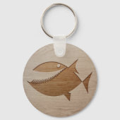 Piranha-Silhouette in Holzdesign Schlüsselanhänger (Vorderseite)