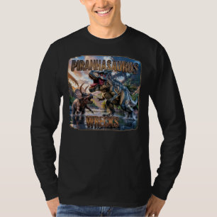 Piranhasaurus Wrecks Fotografisch – Lustig Gruseli T-Shirt