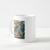 Piranhasaurus Wrecks Illustration – Funny Scary Kaffeetasse (Vorderseite Links)