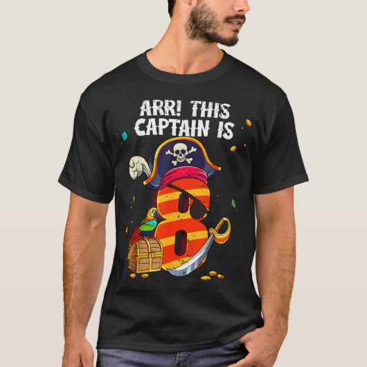 Pirat 8. Geburtstag T-Shirt (Vorderseite)