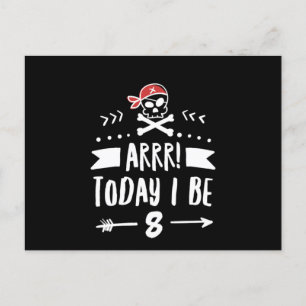 Pirat 8. Geburtstagsfeier Arrr heute bin ich 8 Rot Postkarte