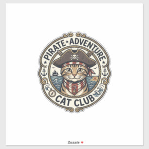 Pirat-Abenteuer-Katze POD-Vektor-Art - Piraten-Abe Aufkleber