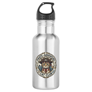 Pirat-Abenteuer-Katze POD-Vektor-Art - Piraten-Abe Edelstahlflasche