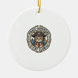 Pirat-Abenteuer-Katze POD-Vektorgrafik - Pirat-Abe Keramik Ornament