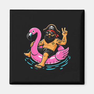 Pirat auf einem Flamingo-Schwimmkörper lustiger So Magnet