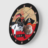 PIRAT CATS AND ANTIKE PIRAT TREASURE MAPS GROßE WANDUHR (Winkel)