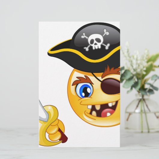 Pirat Emoji Briefpapier (Stehend Vorderseite)