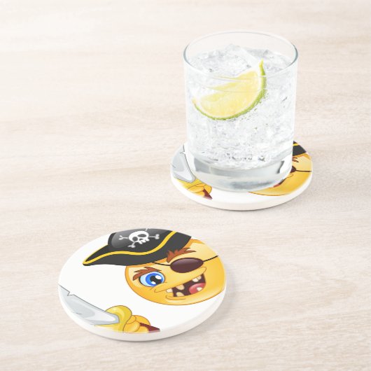 Pirat Emoji Getränkeuntersetzer (Seite)