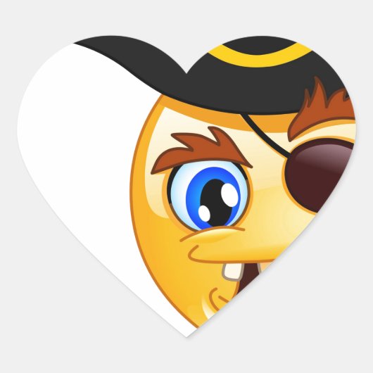 Pirat Emoji Herz-Aufkleber (Vorderseite)