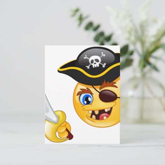 Pirat Emoji Postkarte (Stehend Vorderseite)