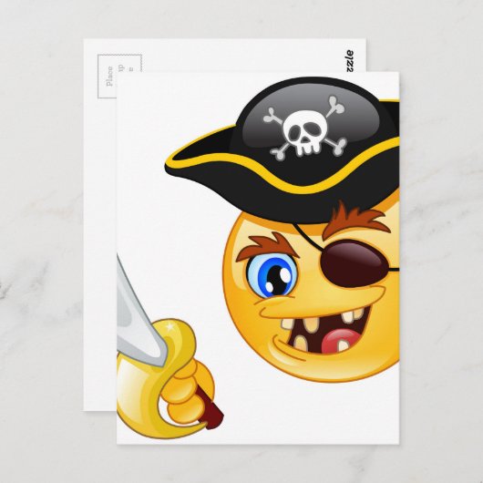 Pirat Emoji Postkarte (Vorne/Hinten)