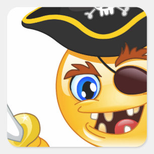 Pirat Emoji Quadratischer Aufkleber