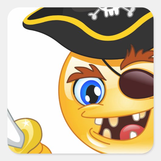 Pirat Emoji Quadratischer Aufkleber (Vorderseite)