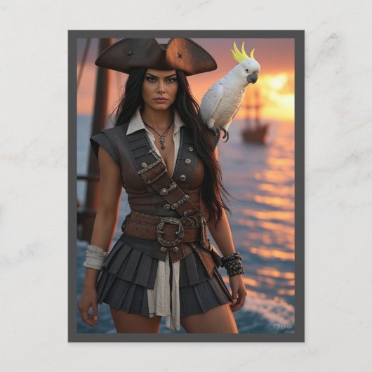  Pirat Frau Sundowner Postkarte (Vorderseite)