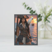  Pirat Frau Sundowner Postkarte (Stehend Vorderseite)