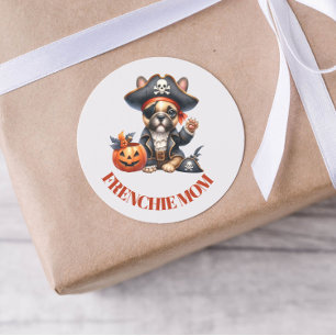 Pirat French Bulldog Halloween Frenchie Mama Runder Aufkleber