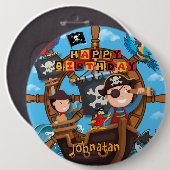 Pirat Geburtstagsfeier Button (Vorne & Hinten)