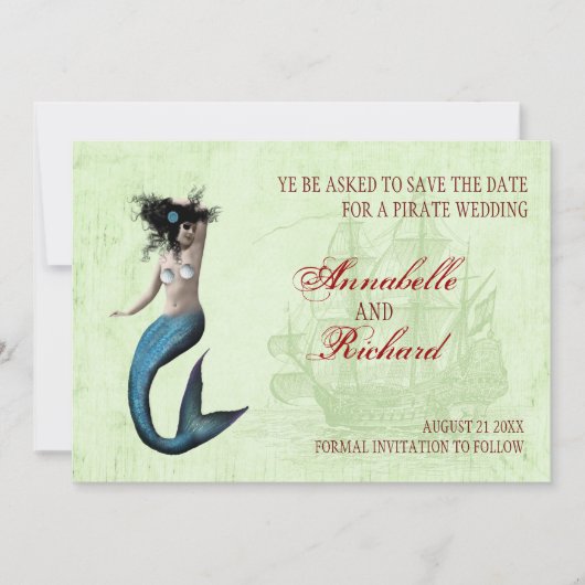 Pirat Hochzeit Termin Karten (Vorderseite)