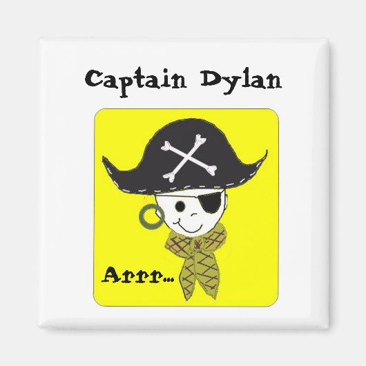 Pirat Kapitän Name Design Magnet (Vorne)