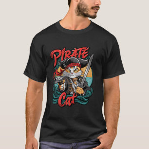 Pirat Katze Halloween Katze Jolly Roger Lustige Ka T-Shirt