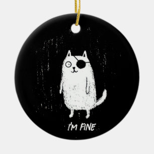 Pirat Katze – Minimale lustige Katzenkunst Keramik Ornament