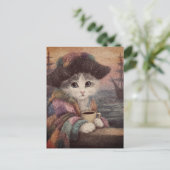 Pirat Katze mit einem Kaffee Postkarte (Stehend Vorderseite)